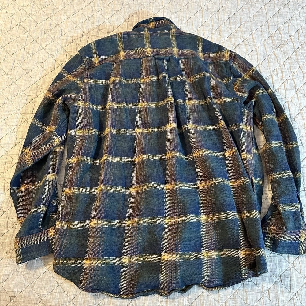 Orvis Plaid Flannel Shirt Mens Large Button Front Cotton Workwear Outdoors Patch - Picture 8 of 8